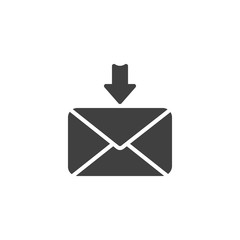 Incoming message vector icon. Envelope with arrow down filled flat sign for mobile concept and web design. Download mail, email glyph icon. Symbol, logo illustration. Vector graphics