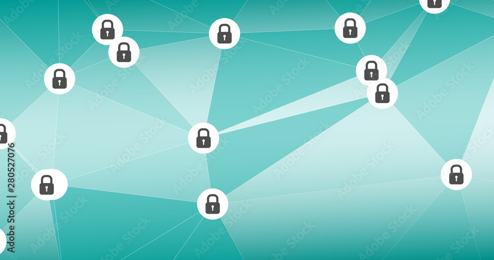 Wall mural cybersecurity illustration abstract connection secure