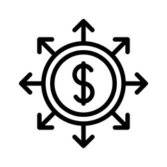 banking saving circle dollar sign editable outline icon in business and investment.