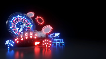 Online Casino Gambling Concept - 3D Illustration