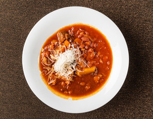 winter soup with beef and beans