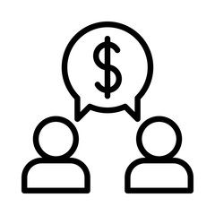 business conversation or discussion talk editable outline icon in finance and investment.