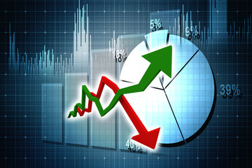3d illustration inflation and deflation graph