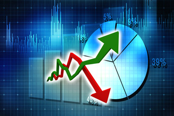 3d illustration inflation and deflation graph