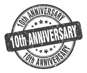 10th anniversary stamp. 10th anniversary round grunge sign. 10th anniversary