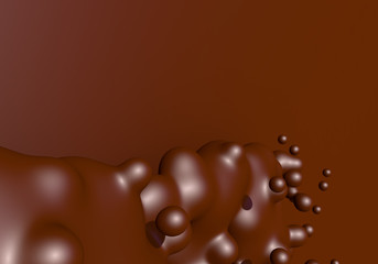 Abstract background with melted chocolate or cocoa drops boiling