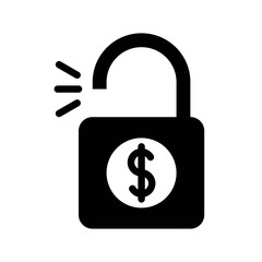 lock with dollar sign, finance solid icon in business and investment.