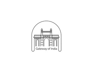 Gateway of India icon, Element design in outline style. Line art vector illustration.
