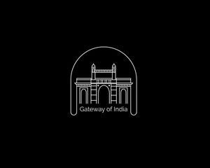 Gateway of India icon, Element design in outline style. Line art vector illustration.