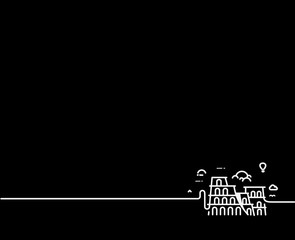 Colosseum in Rome - Line art vector design illustration.
