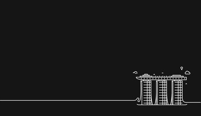 Fototapeta premium Marina Bay Sands in Singapore. Flat line art vector illustration.