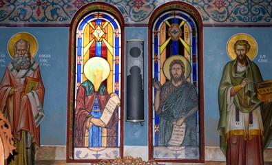 Fototapeta na wymiar glass window from a Greek church