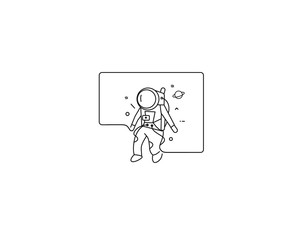 Fototapeta premium Astronaut Flat Line Art Design Illustration.