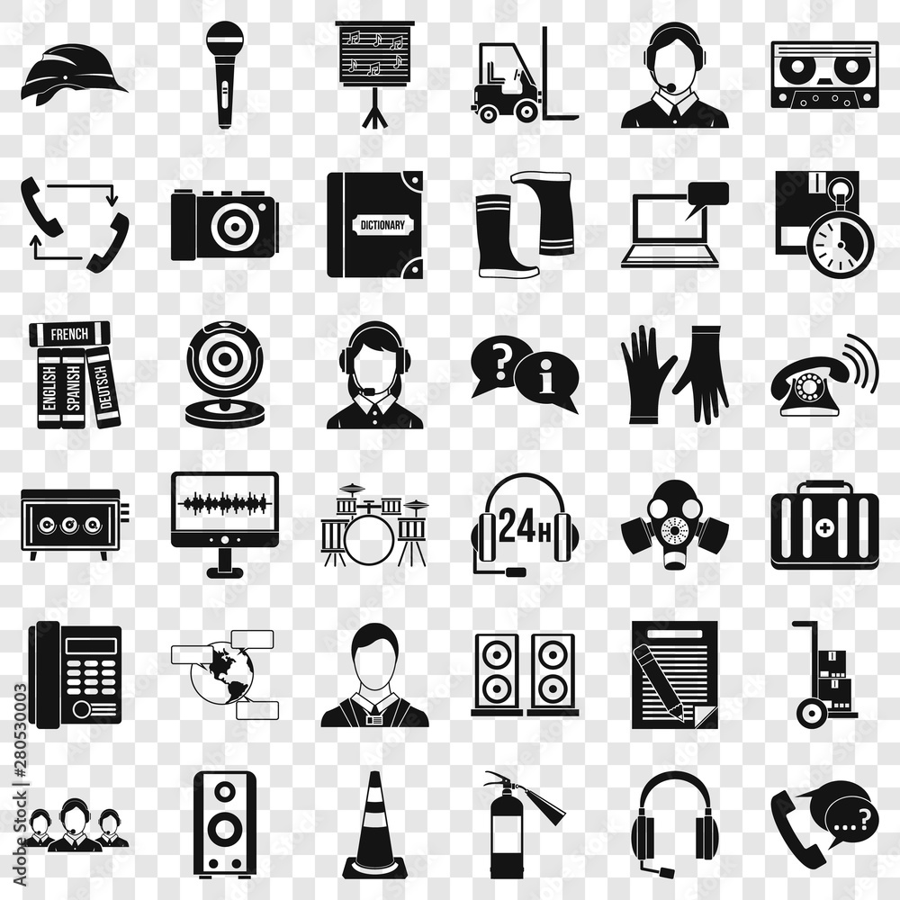 Poster all day icons set. simple style of 36 all day vector icons for web for any design