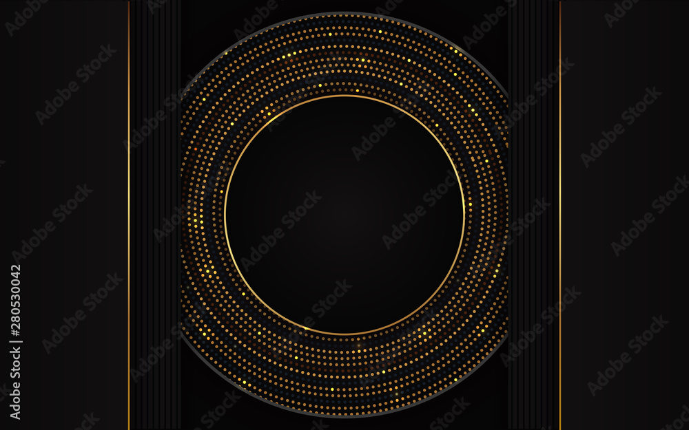 Aufkleber abstract 3d background with black circle layers. luxury concept vector geometric design template lay