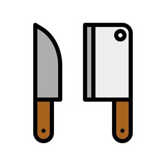 kitchenware editable outline icon of knife butcher in filled design.