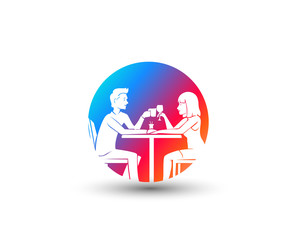Cute couple in Love dating vector illustration. Love couple in restaurant - dating anniversary, vector illustration.