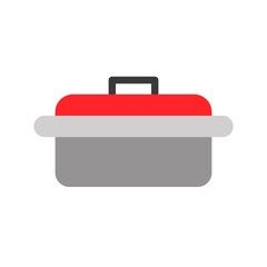 Pot, kitchen utensils restaurant flat design icon.