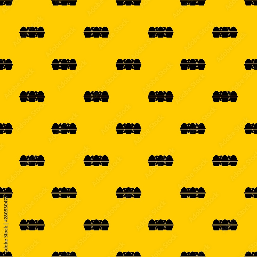 Poster eggs in carton package pattern seamless vector repeat geometric yellow for any design