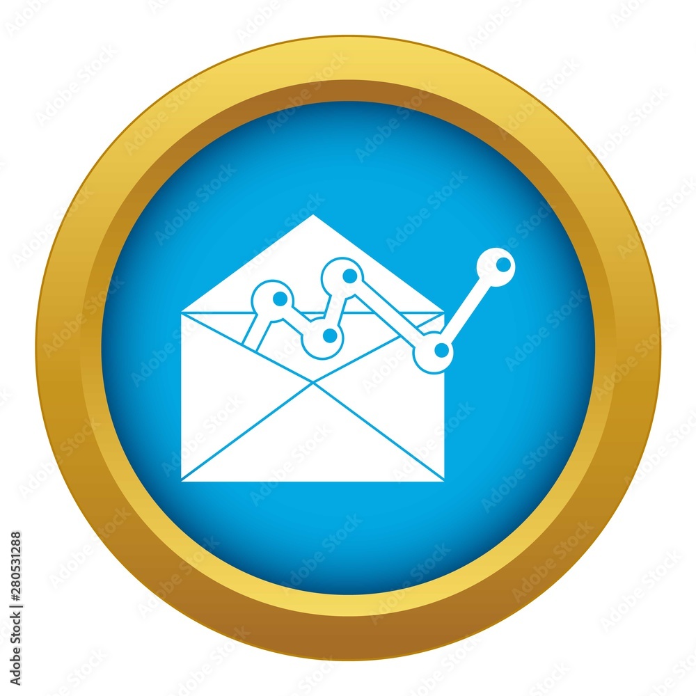 Poster envellope with graph icon blue vector isolated on white background for any design