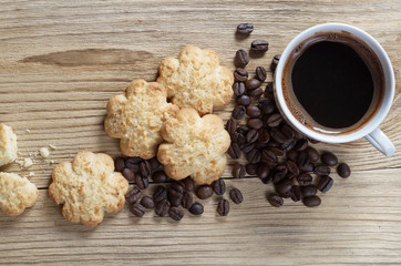 Coffee and shortbread with coconut