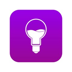 Light bulb with blue water inside icon digital purple for any design isolated on white vector illustration