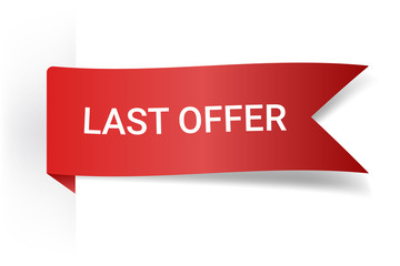 Last Offer Realistic Detailed Curved Paper Banner. Ribbons With Space For Text. Isolated On White Background. Vector Illustration. Design Elements. Eps 10