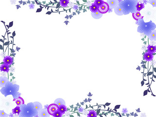 Fototapeta na wymiar 桔梗と青い菊の花の背景イラスト