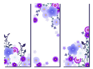 桔梗と青い菊の花の背景イラスト