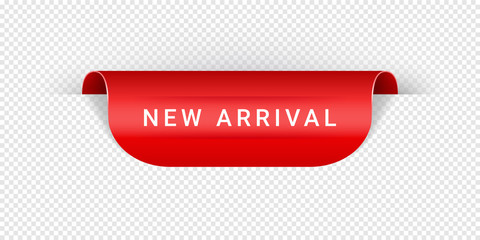 New Arrival Vector Sticker, Tag, Banner, Label, Sign Or Ribbon Realistic Red Origami Style Vector Paper Ribbon For Web Banner Or Print Poster. Eps 10