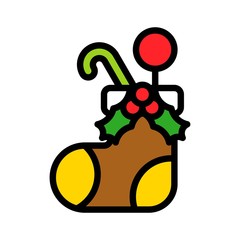 gift sack sweet lollipop Xmas filed editable outline icon.