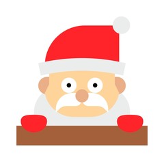 peaking Santa character Xmas flat design icon.
