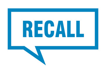 recall sign. recall square speech bubble. recall