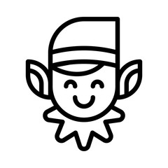 cute character face for festival Xmas editable outline icon.