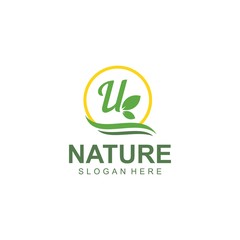 Logos of green leaf ecology nature element vector