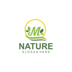 Logos of green leaf ecology nature element vector