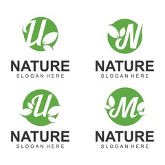 Logos of green leaf ecology nature element vector