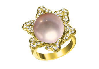 Wedding ring with diamond. Sign of love. Fashion jewelry .3D rendering