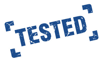 tested stamp. tested square grunge sign. tested