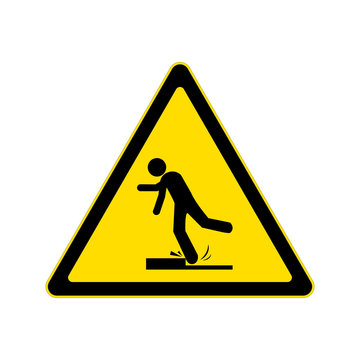 Beware tripping over on floor sign
