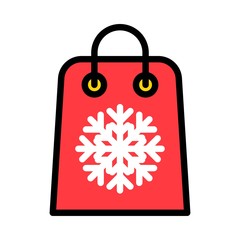 snowflake shopping bag Xmas filed editable outline icon.