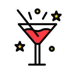 wine glass celebration Xmas filed editable outline icon.