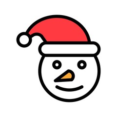 snow man clown Santa face Xmas filed editable outline icon.