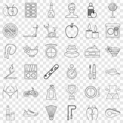 Spa icons set. Outline style of 36 spa vector icons for web for any design