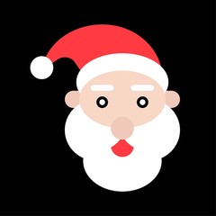 Santa Claus  with beard and cap Xmas flat design icon.