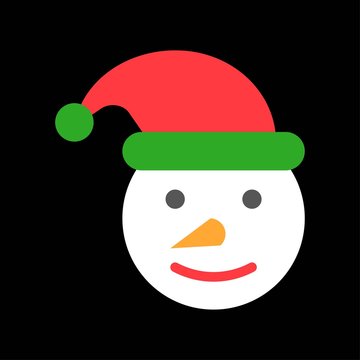 snow man clown Santa face Xmas flat design icon.