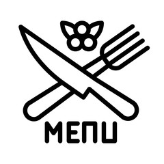menu fork and knife tableware Xmas editable outline icon.