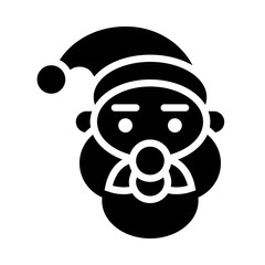 Santa Claus  with beard and cap Xmas black solid icon.