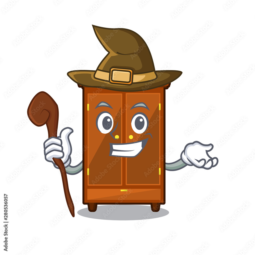 Sticker Witch wardrobe isolated in the a cartoon