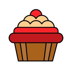 delicious creamy cup creamy cake Christmas filled editable outline icon.